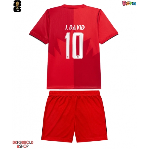 Canada Jonathan David #10 Hjemmebanesæt Børn VM 2026 Kort ærmer (+ korte bukser)